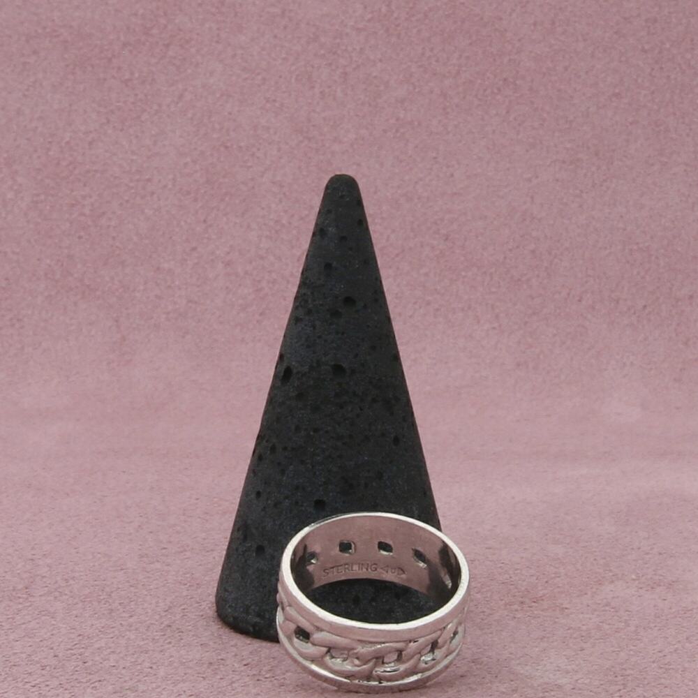 sterling silver vintage curb chain band ring size 6.5 - Picture 3 of 5
